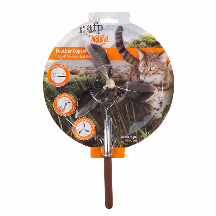 AFP Feather Copter Cat Wand - Brown