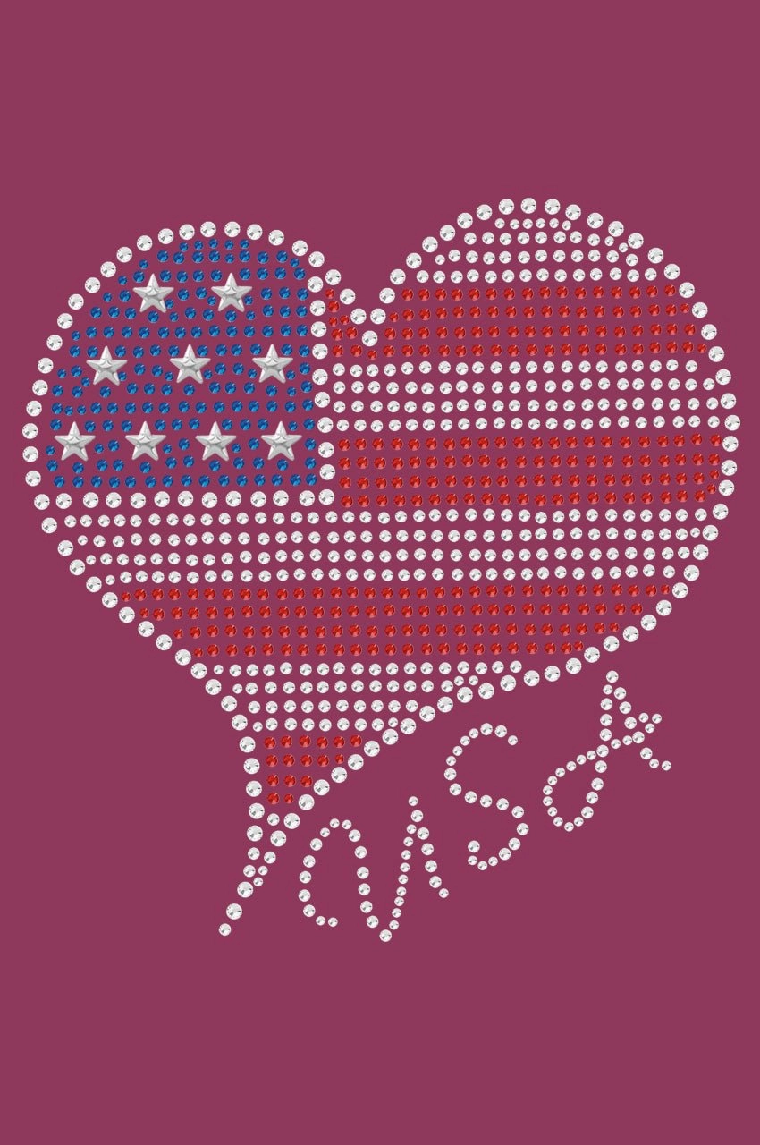 American Heart 3 Rhinestone Bandana- Many Colors