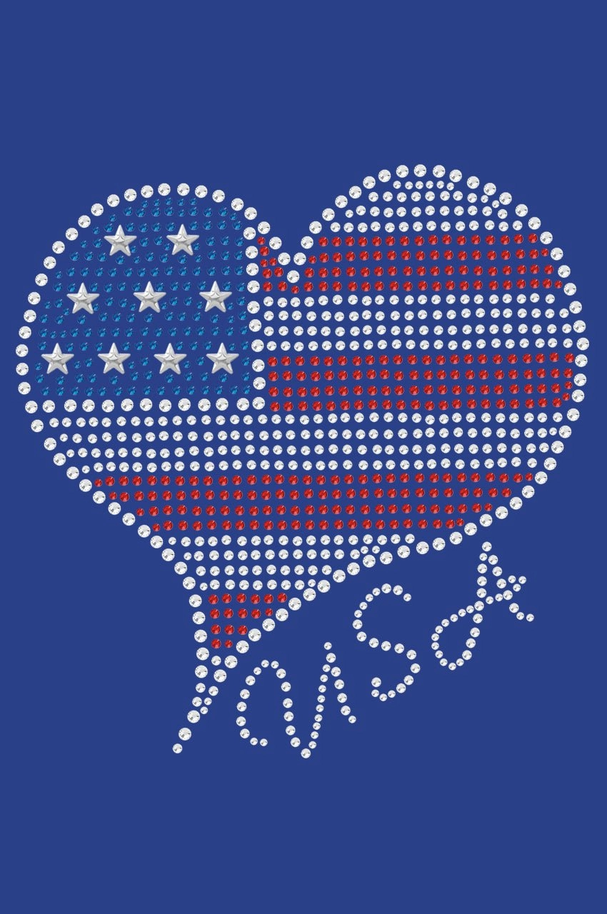 American Heart 3 Rhinestone Bandana- Many Colors