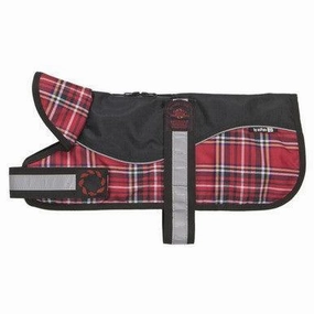 aniMate Reflective Black/Red Tartan Padded Harness Coat (36cm), 14"