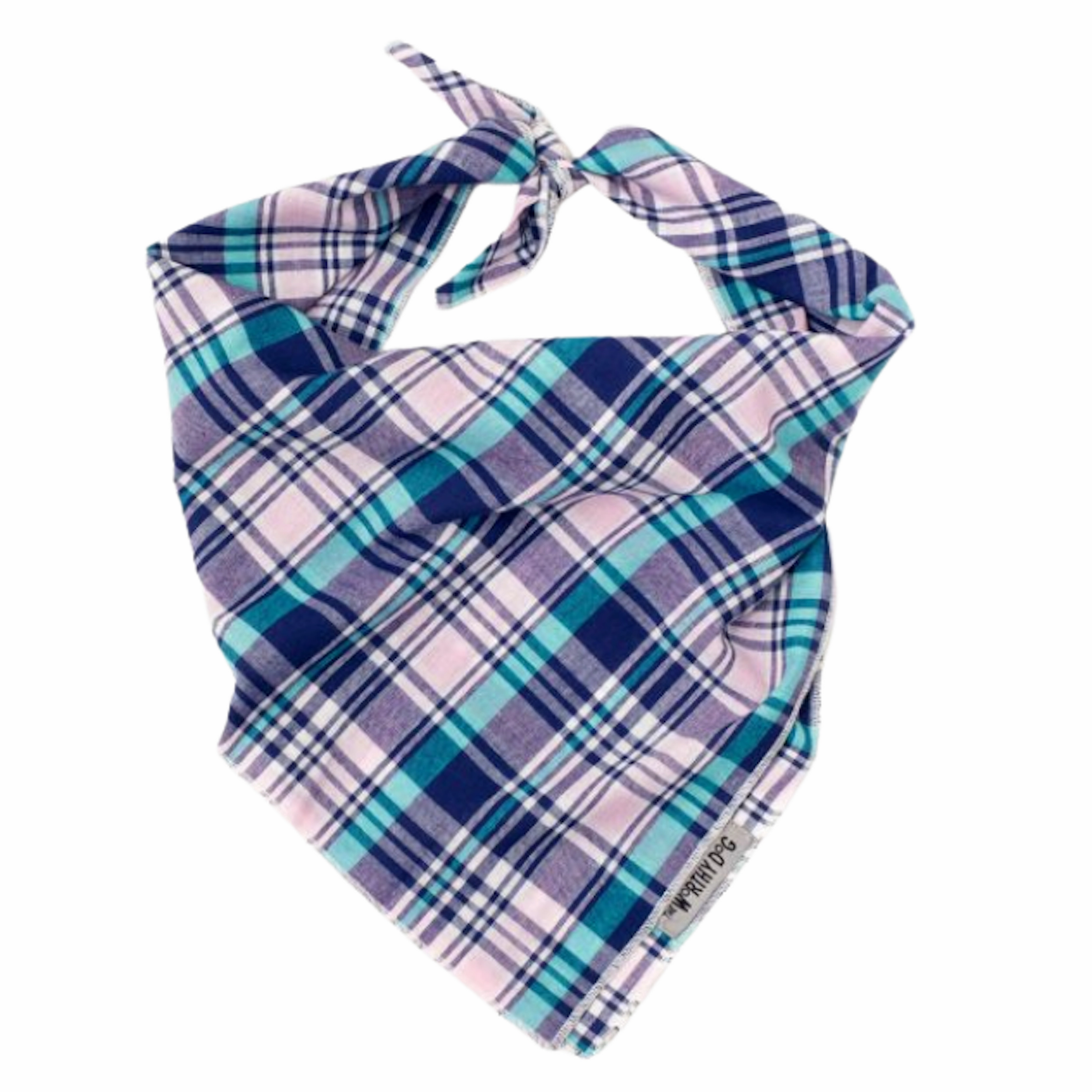 Bandana | Navy, Pink, & Turquoise Madras Plaid