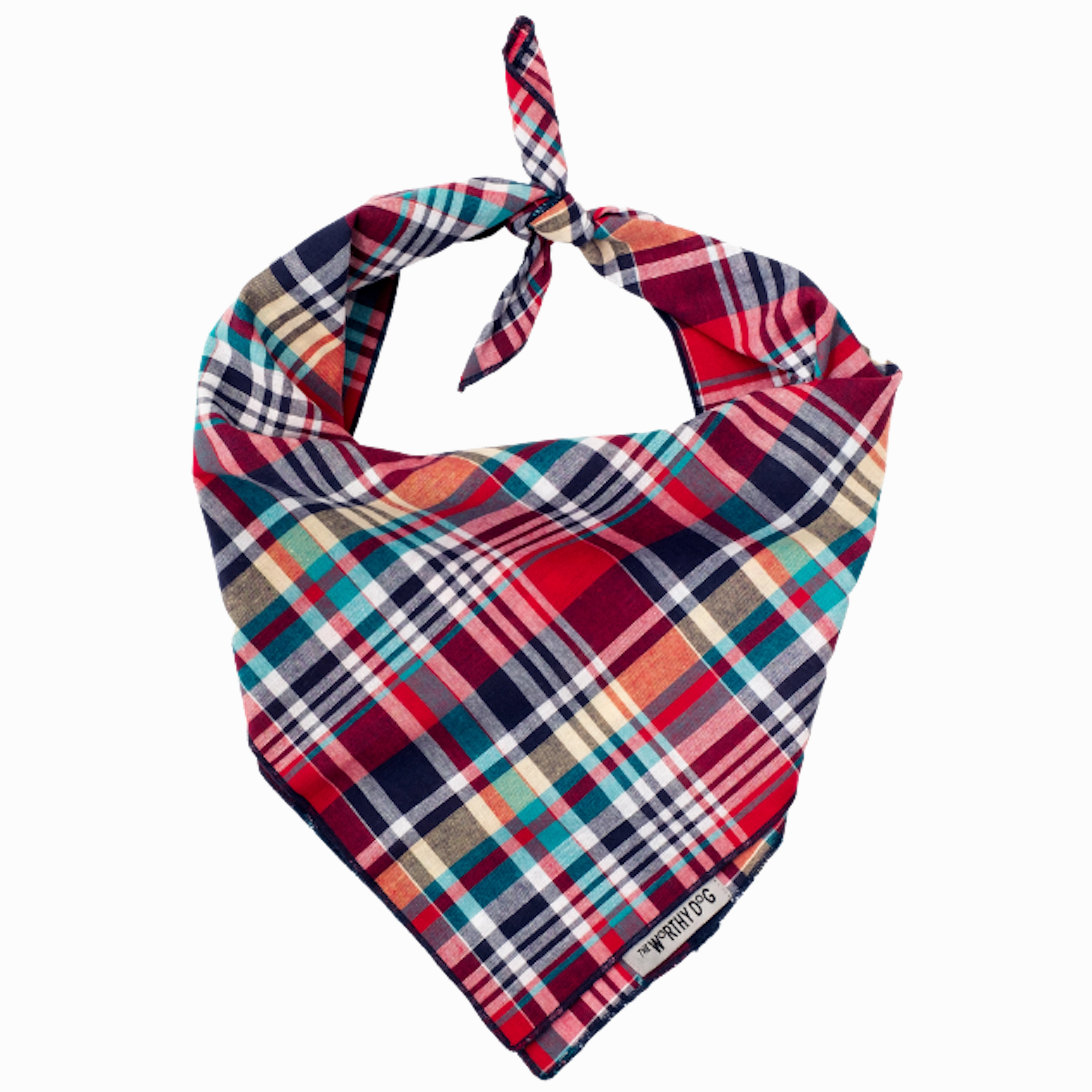 Bandana | Red & Navy Multi-Colored Madras Plaid