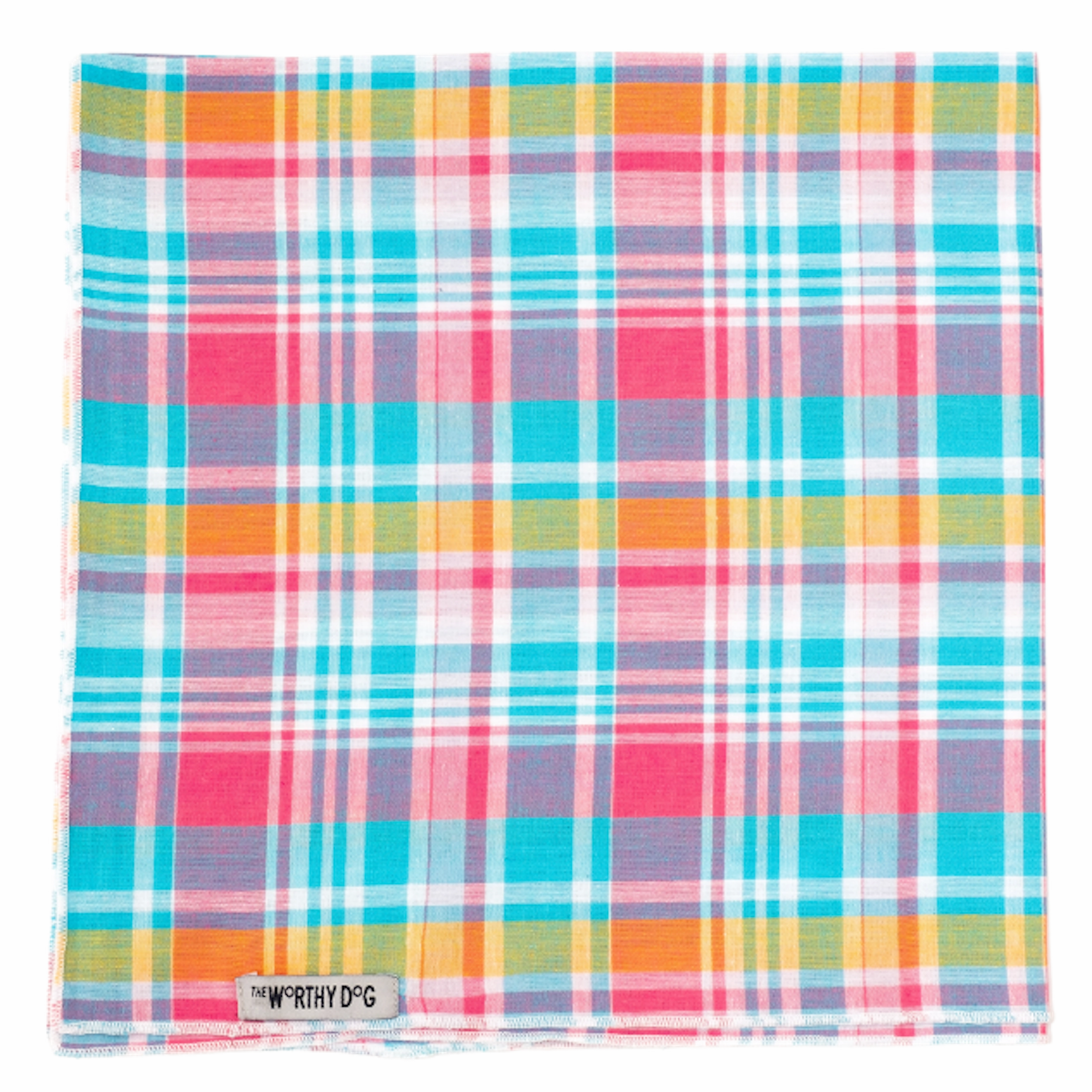 Bandana | Turquoise & Pink Multi-Colored Madras Plaid