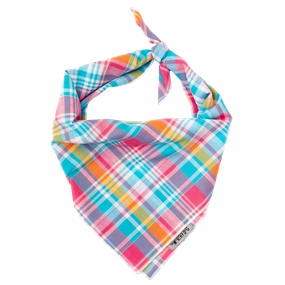 Bandana | Turquoise & Pink Multi-Colored Madras Plaid
