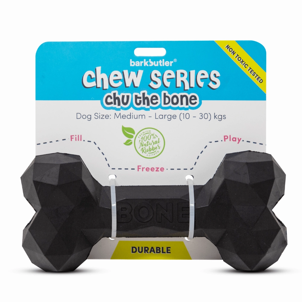 Barkbutler Chu the bone Treat Dispensing Toy and Fresh For Paws Peanut Butter for Dogs Combo