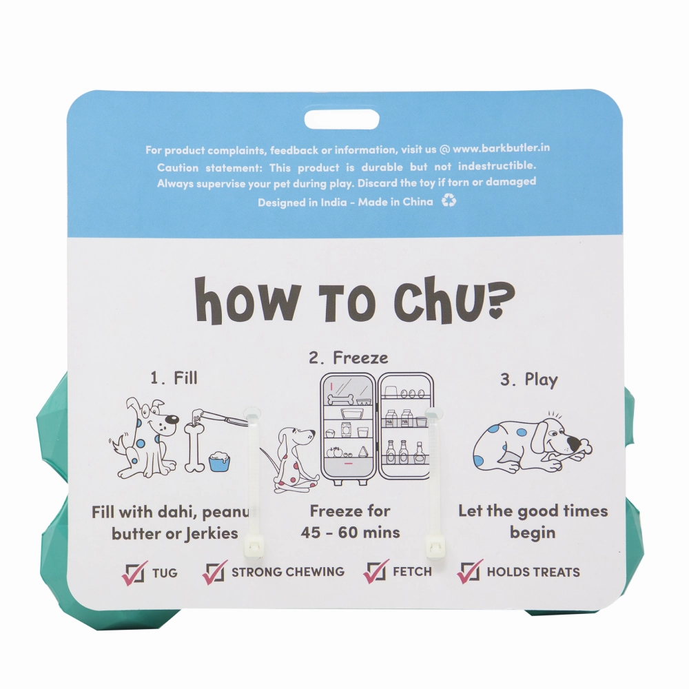 Barkbutler Chu the bone Treat Dispensing Toy for Dogs (Green)