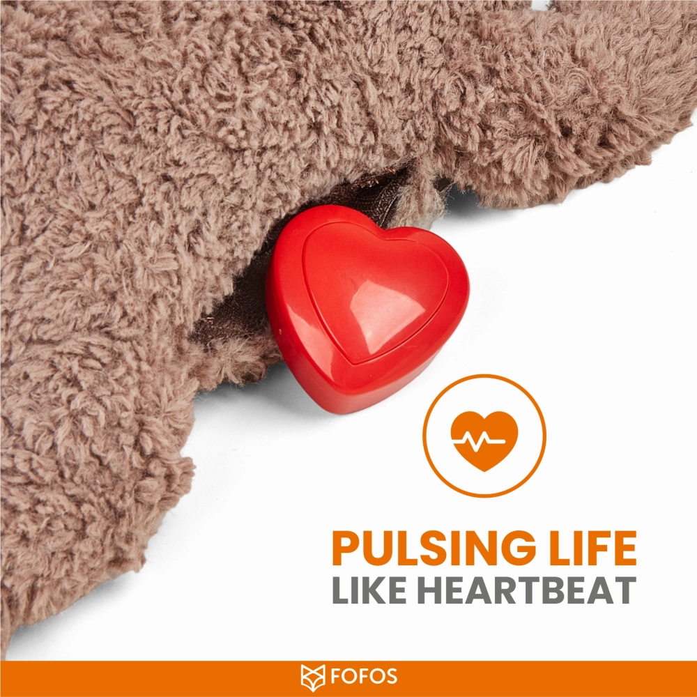 Barkbutler x Fofos Cuddle Bear Heart Beat Toy for Dogs | For Medium Chewers (Brown)