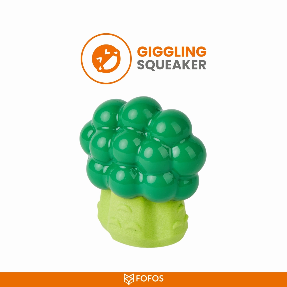 Barkbutler x Fofos Giggling Vegi Bites Broccoli Squeaky Chew Toy for Dogs