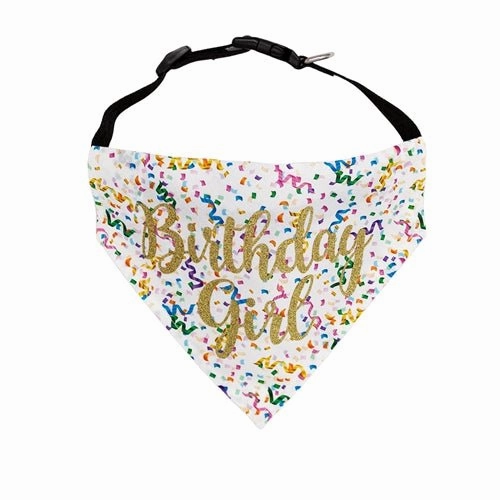 Birthday Girl Dog Bandana - White
