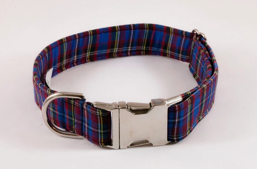 Blue Plaid School Boy Bow Tie Dog Collar