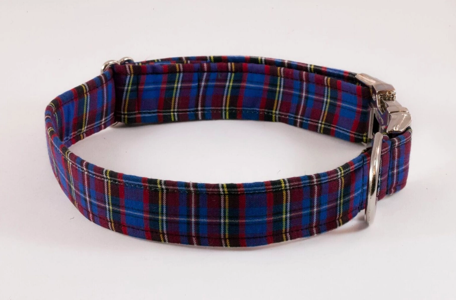 Blue Plaid School Boy Bow Tie Dog Collar