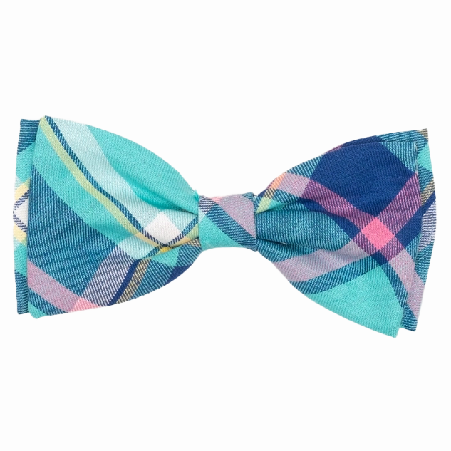 Bow Tie | Aqua & Navy Plaid