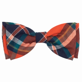 Bow Tie | Orange & Navy Plaid