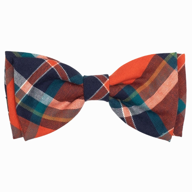 Bow Tie | Orange & Navy Plaid