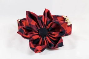 Buffalo Check Plaid Girl Dog Flower Bow Tie Collar