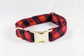 Buffalo Check Red and Black Dog Collar