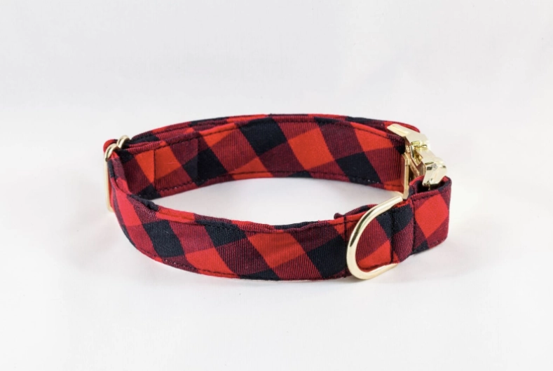 Buffalo Check Red and Black Dog Collar
