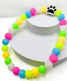 Carnival Glow In The Dark Beaded Pet Collar