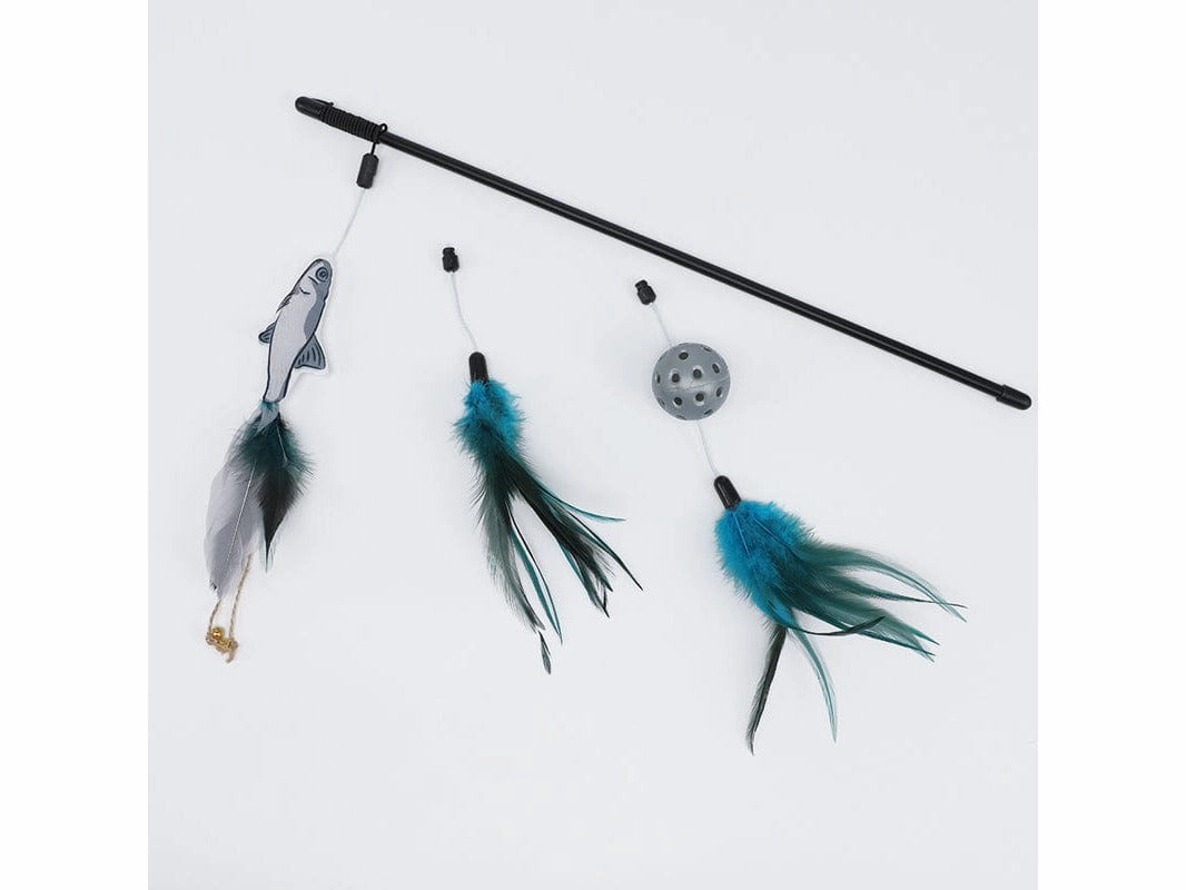 Cat Play Rob / Blue Fish Feather Funny Cat Stick Set