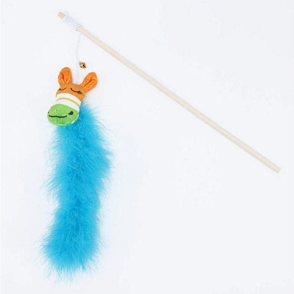 Cat Play Rob / Colorful Little Donkey With Turkey Feather Cat Stick