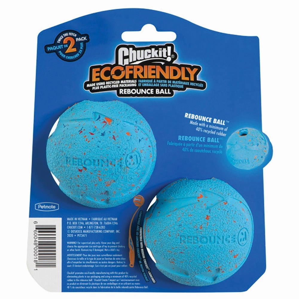 Chuckit Rebounce Recycled Rubber Ball Medium Dog Toy 2 Pack ($)($)