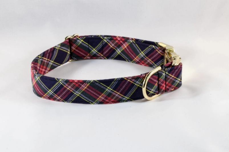 Classic Black and Red Tartan Plaid Dog Bow Tie Collar