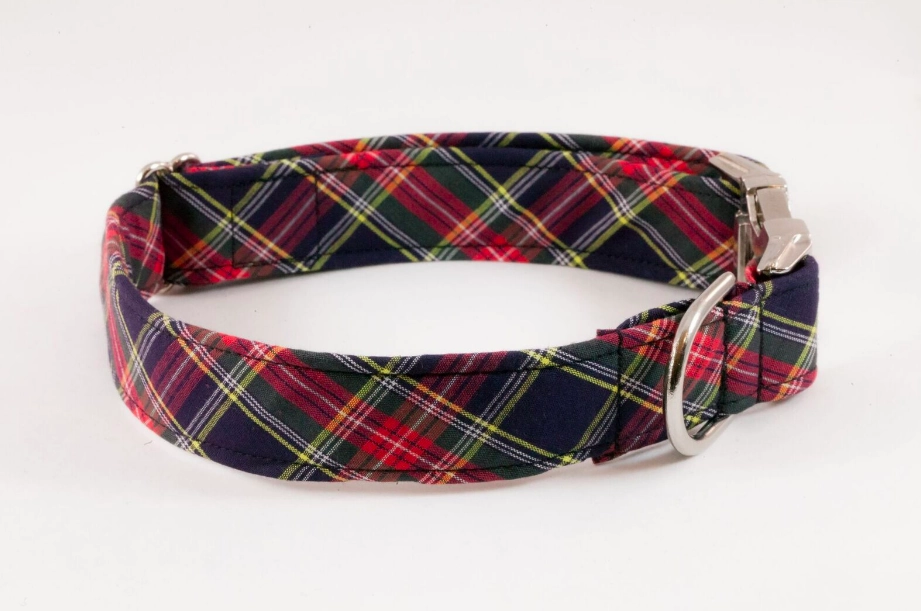 Classic Black and Red Tartan Plaid Dog Bow Tie Collar