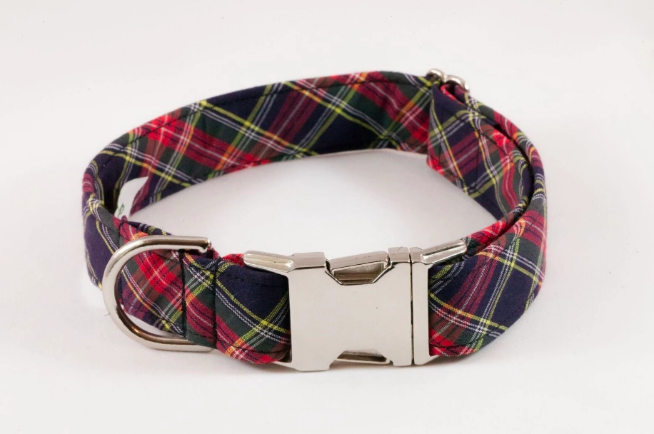 Classic Black and Red Tartan Plaid Dog Bow Tie Collar