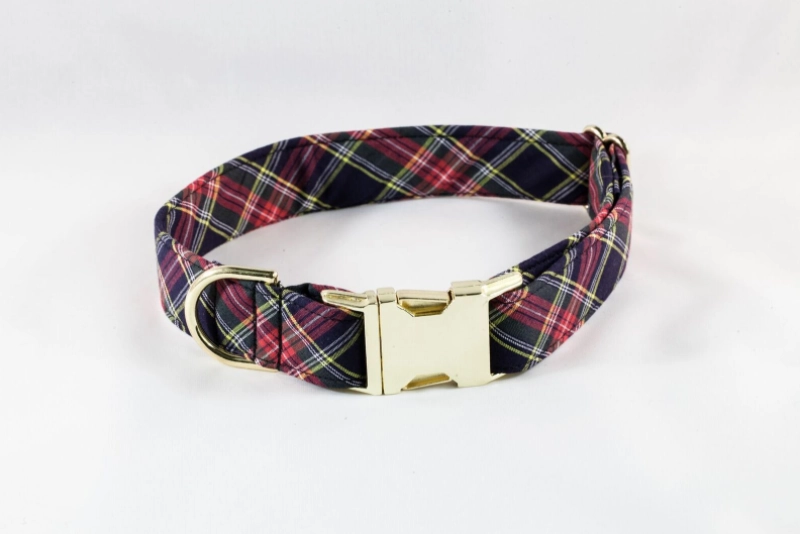 Classic Black and Red Tartan Plaid Dog Bow Tie Collar