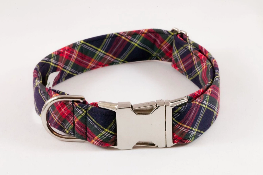 Classic Black and Red Tartan Plaid Dog Collar
