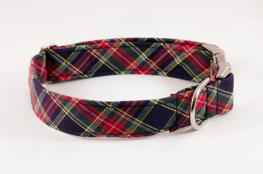 Classic Black and Red Tartan Plaid Dog Collar