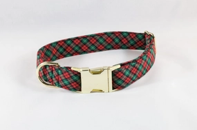 Classic Red and Green Christmas Plaid Dog Collar