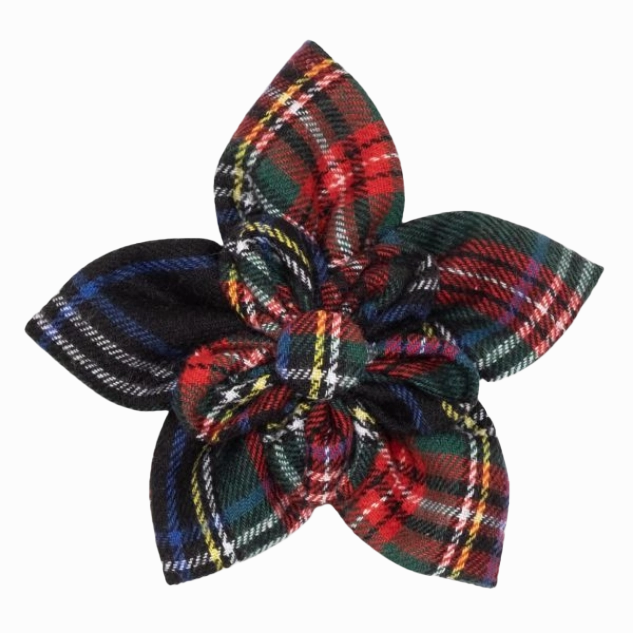 Collar Flower | Black Stewart Plaid