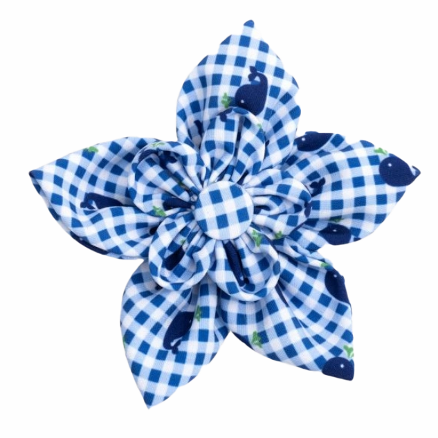 Collar Flower | Blue Gingham Whales