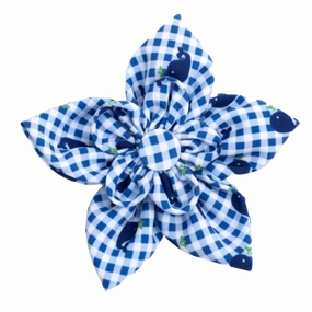 Collar Flower | Blue Gingham Whales