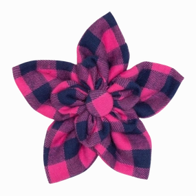 Collar Flower | Buffalo Check Pink & Navy