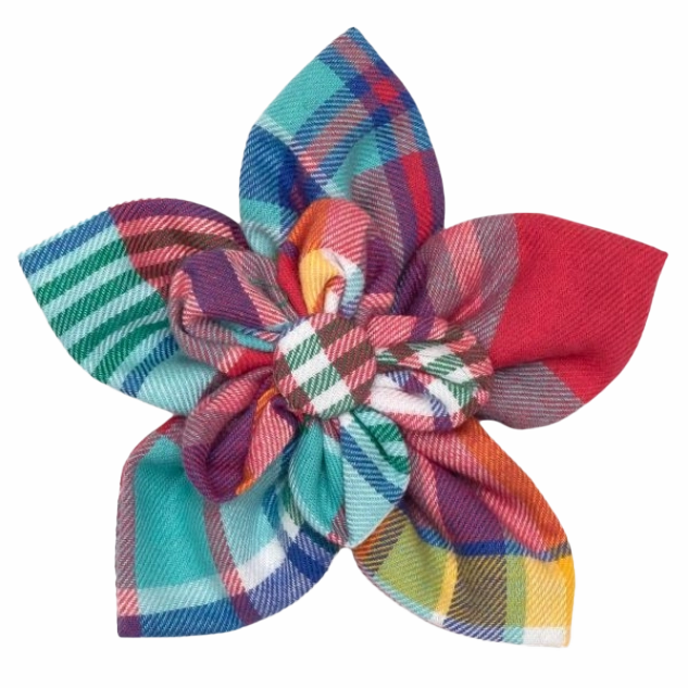 Collar Flower | Coral Plaid