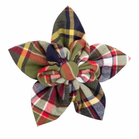 Collar Flower | Dark Olive Plaid