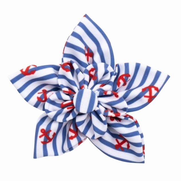 Collar Flower | Navy Stripe Anchors