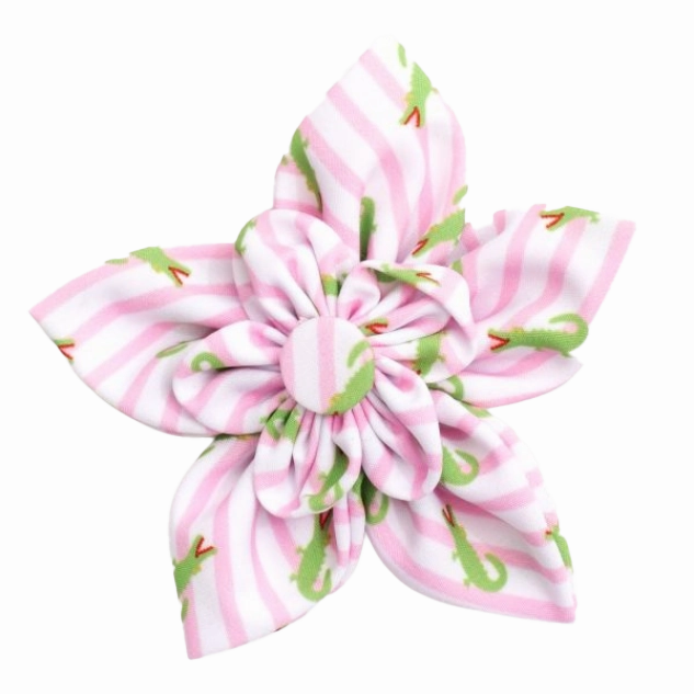 Collar Flower | Pink Stripe Alligators