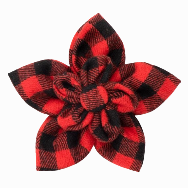 Collar Flower | Red & Black Buffalo Plaid