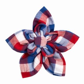 Collar Flower | Red, White, & Blue Check