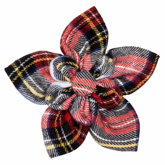 Collar Flower | Stewart Tartan Plaid Red