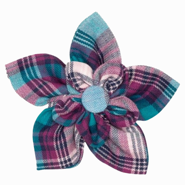 Collar Flower | Teal & Purple Plaid