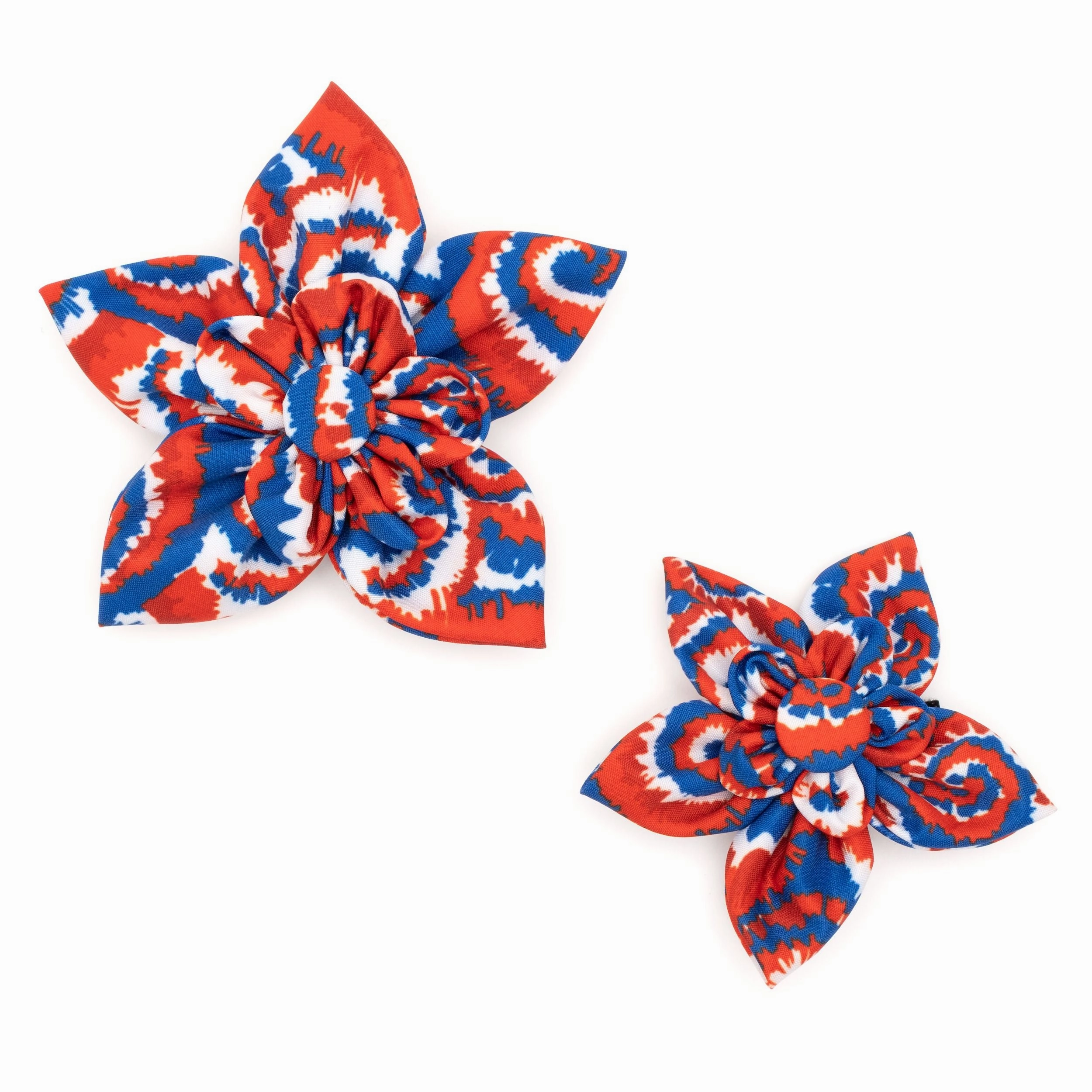 Collar Flower | Tie Dye Red, White, & Blue