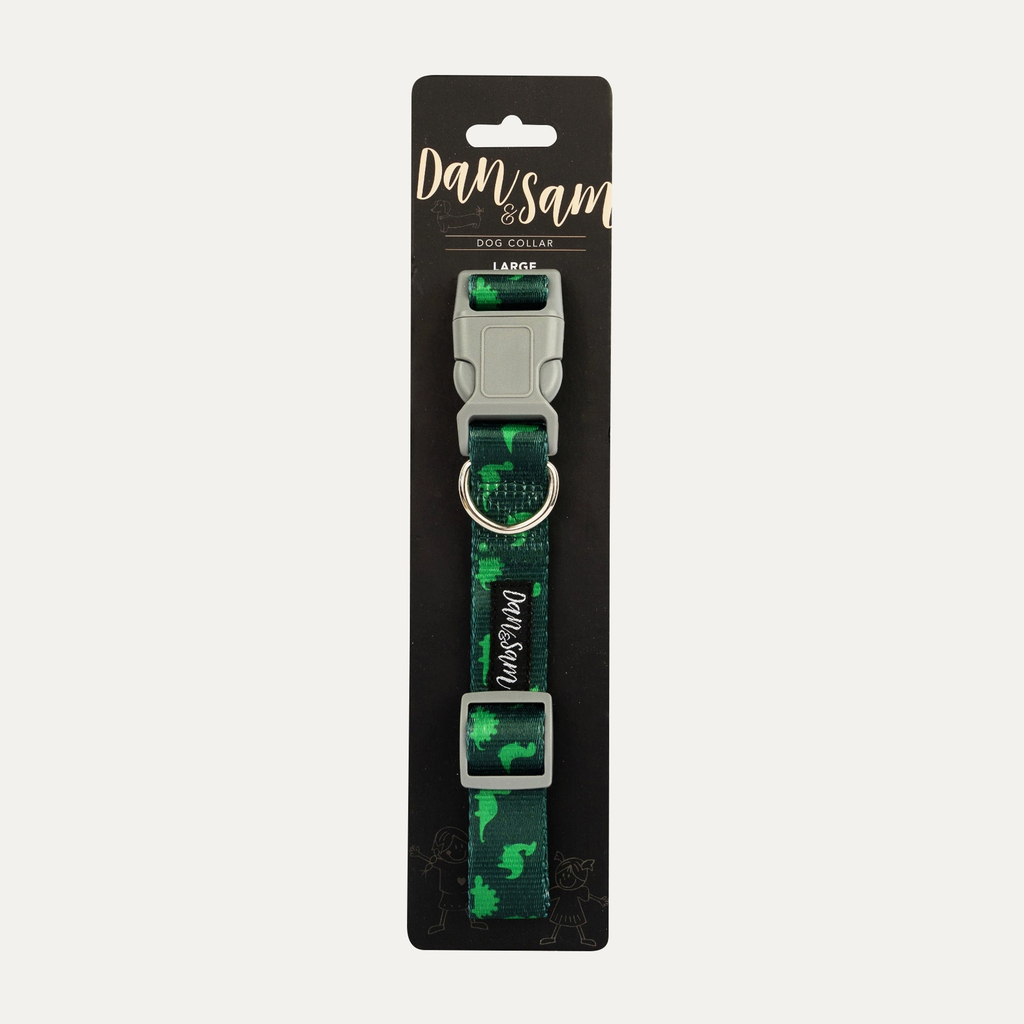 Dan & Sam - Dog Collar (Dinosaur Land) - Large