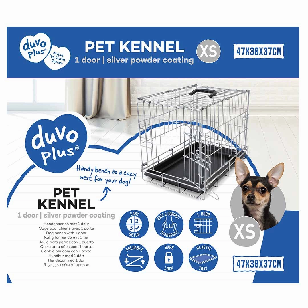 Dog crate 1 door plastic tray XS - 47x30x37cm light grey