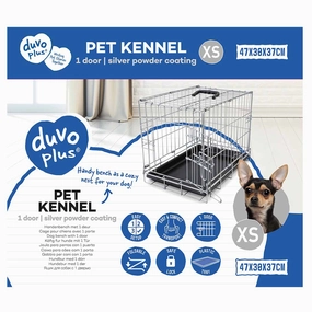 Dog crate 1 door plastic tray XS - 47x30x37cm light grey