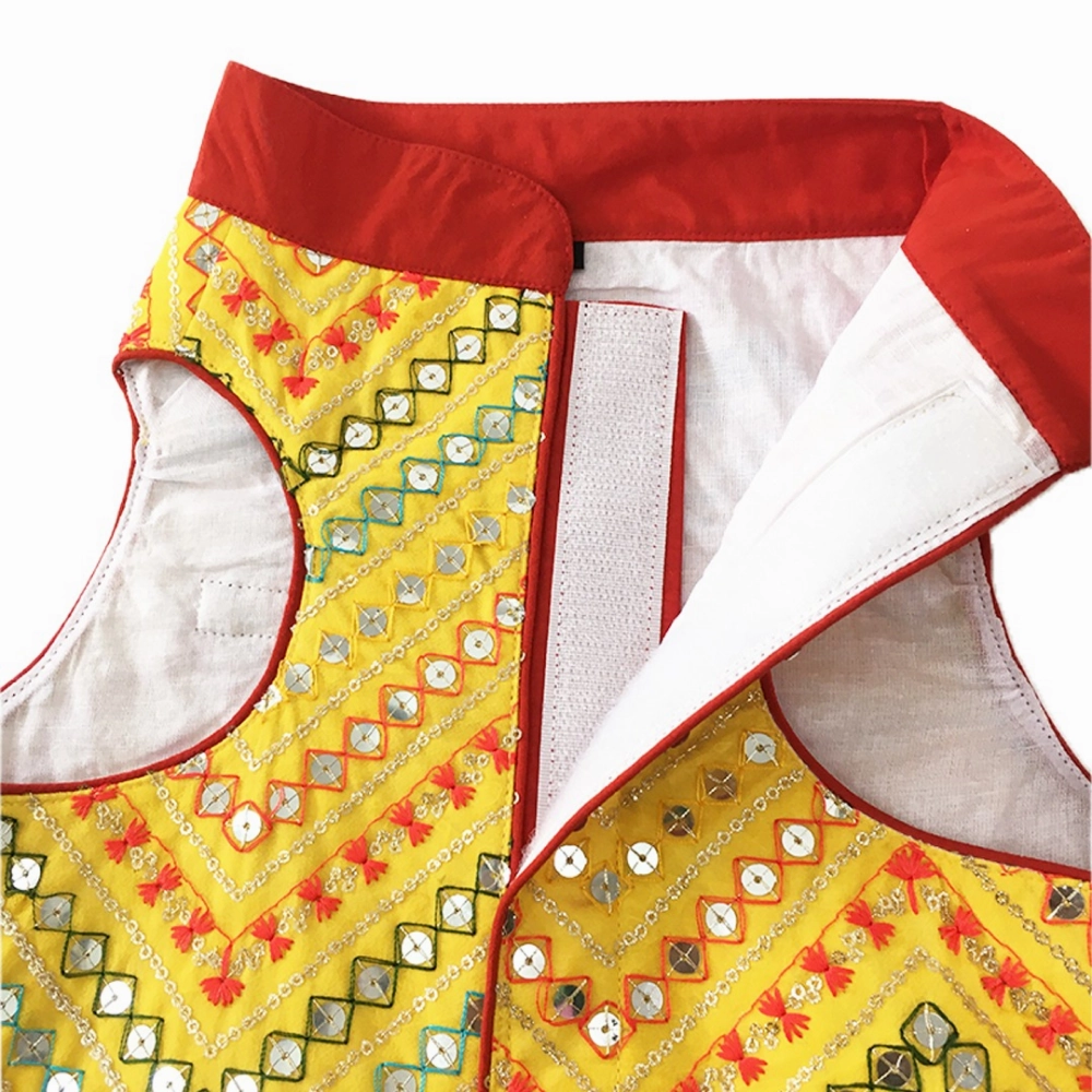 Dogobow Embroidered Sherwani for Dogs (Yellow)