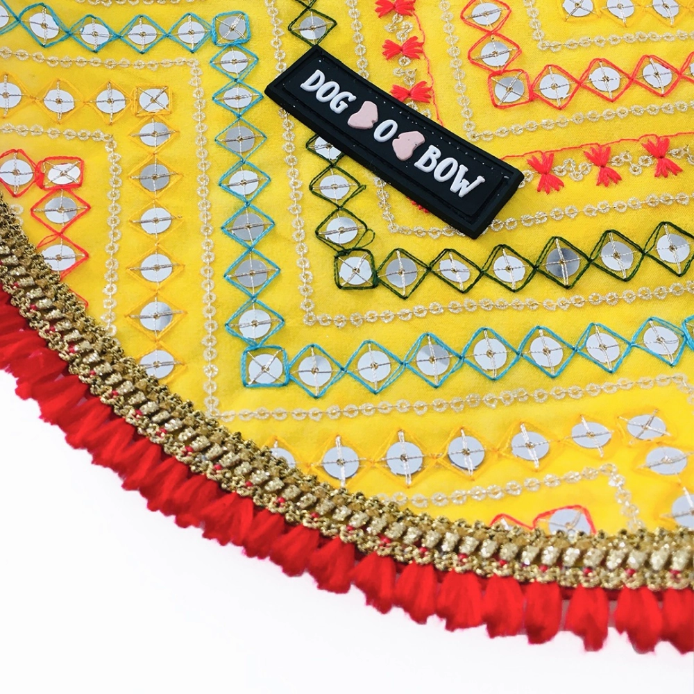 Dogobow Embroidered Sherwani for Dogs (Yellow)